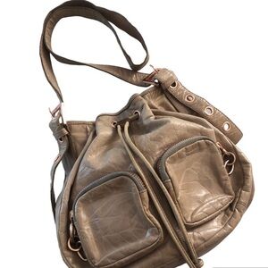 TED BAKER Crinkled Leather Chunky Chain Drawstring Bag